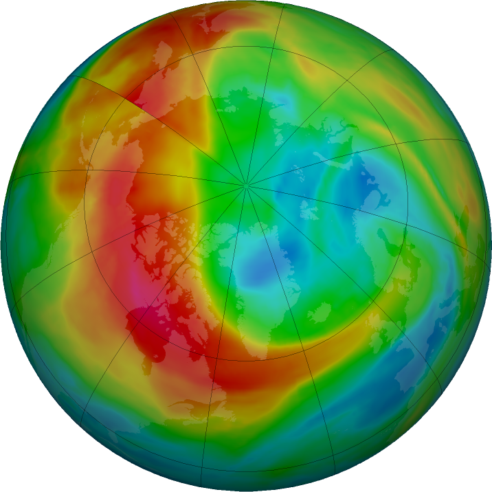 Arctic ozone map for 10 February 2020